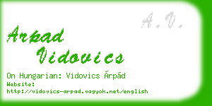 arpad vidovics business card