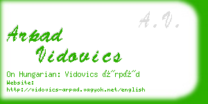 arpad vidovics business card